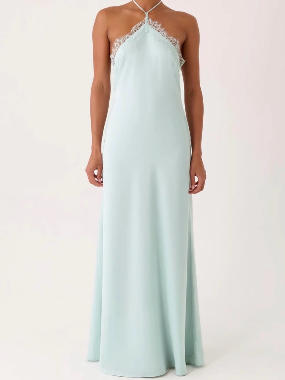 Peppermayo Strapless Halter Lace-Trim Maxi Dress - Light Mint